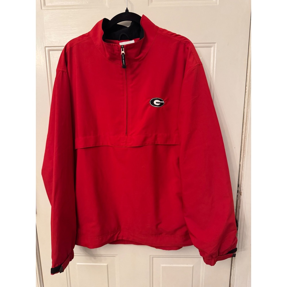 Cutter & Buck Georgia Bulldogs CB WindTec Red Quarter Zip Windbreaker Mens Large